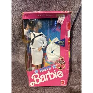 Mattel Barbie Stars 'N' Stripes Navy Doll Special Edition 1990 New in DamagedBox